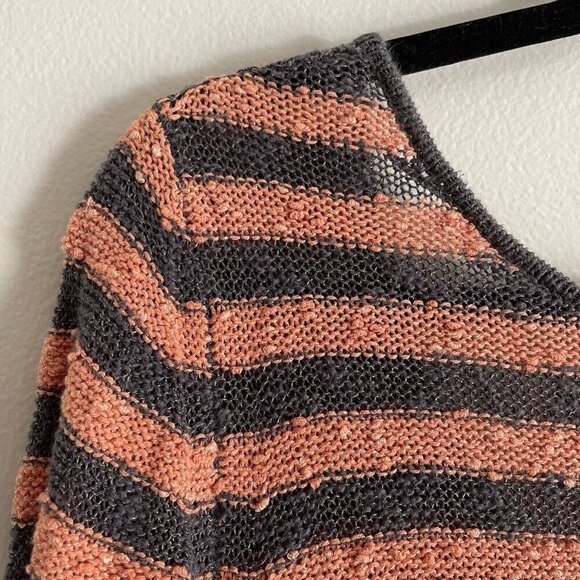 Free People XS Peach Gray Oversized Counting Stripes Swing Tunic Sweater Dress - Picture 6 of 11